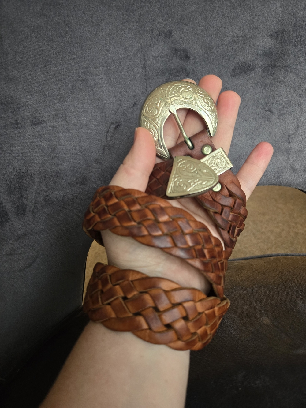 Four Winds Vintage Braided Leather Western Belt Handmade Morocco Womens Size L